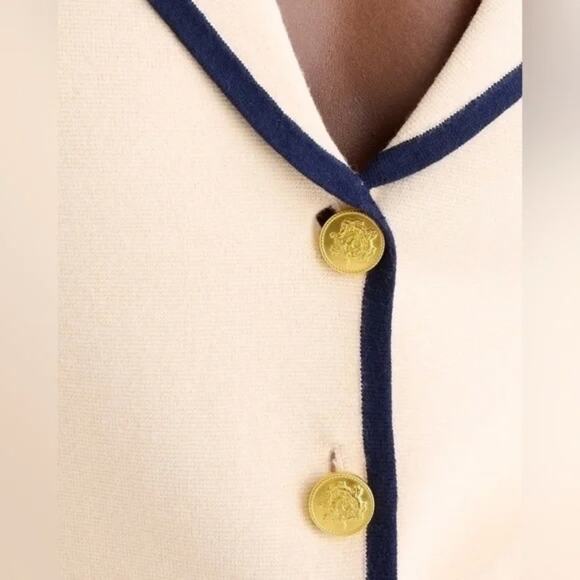 J.Crew Tipped Sweater Blazer Ivory White XS Button Cardigan Sweater - Picture 9 of 9
